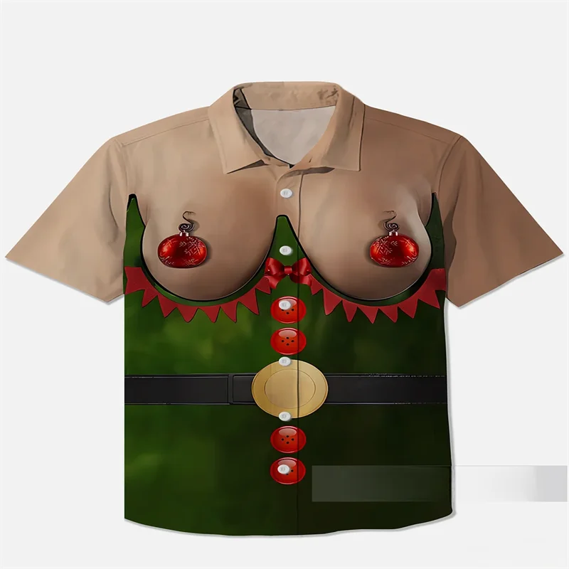 2025 Men's Ugly Christmas Funny Clothing Printed Short Sleeve Shirt Christmas Party Family