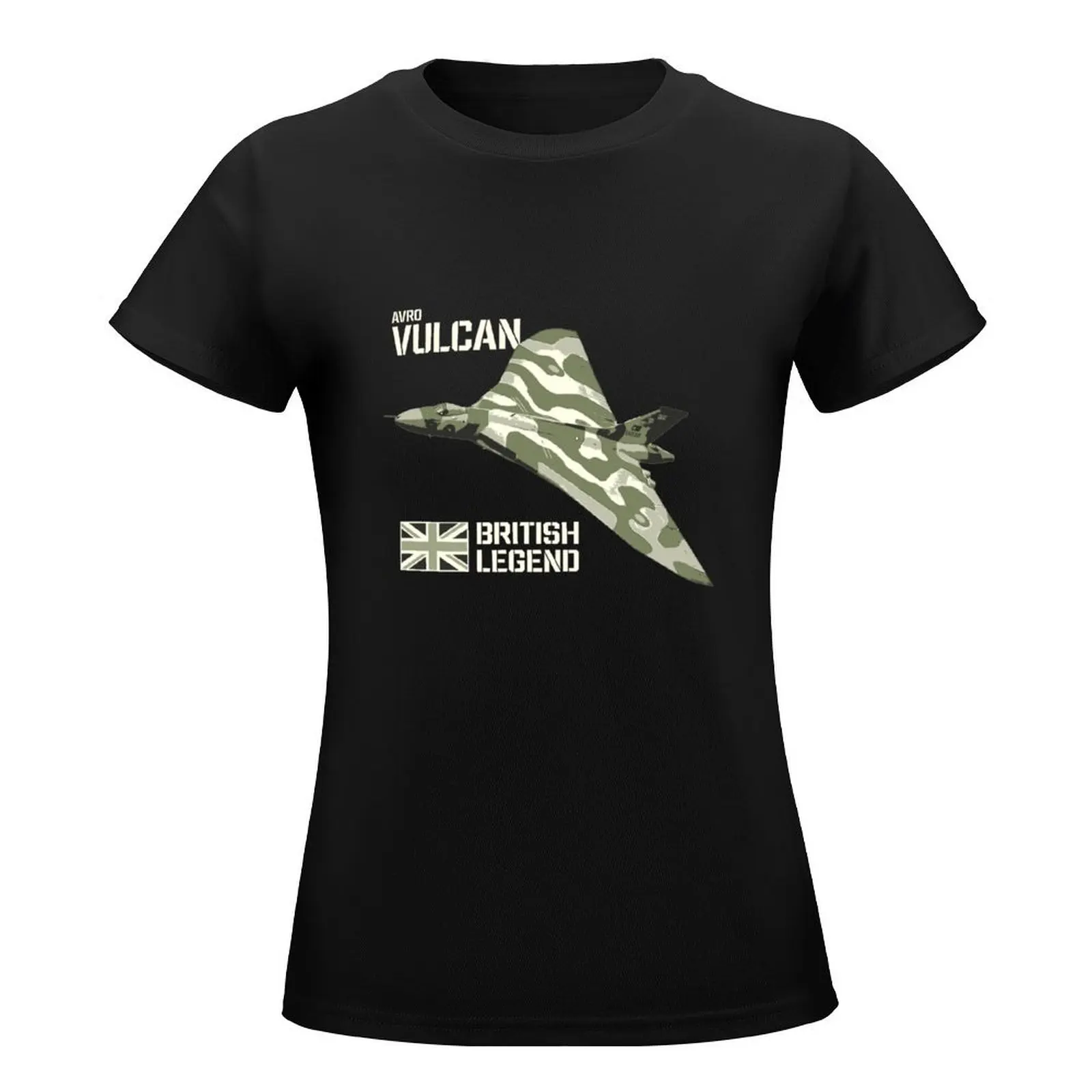 Camiseta Bombardeiro Avro Vulcan Feminina, Ajuste Solto, Avião a Jato, Avião RAF, Legenda Britânica, Roupas Anime, Tops de Verão