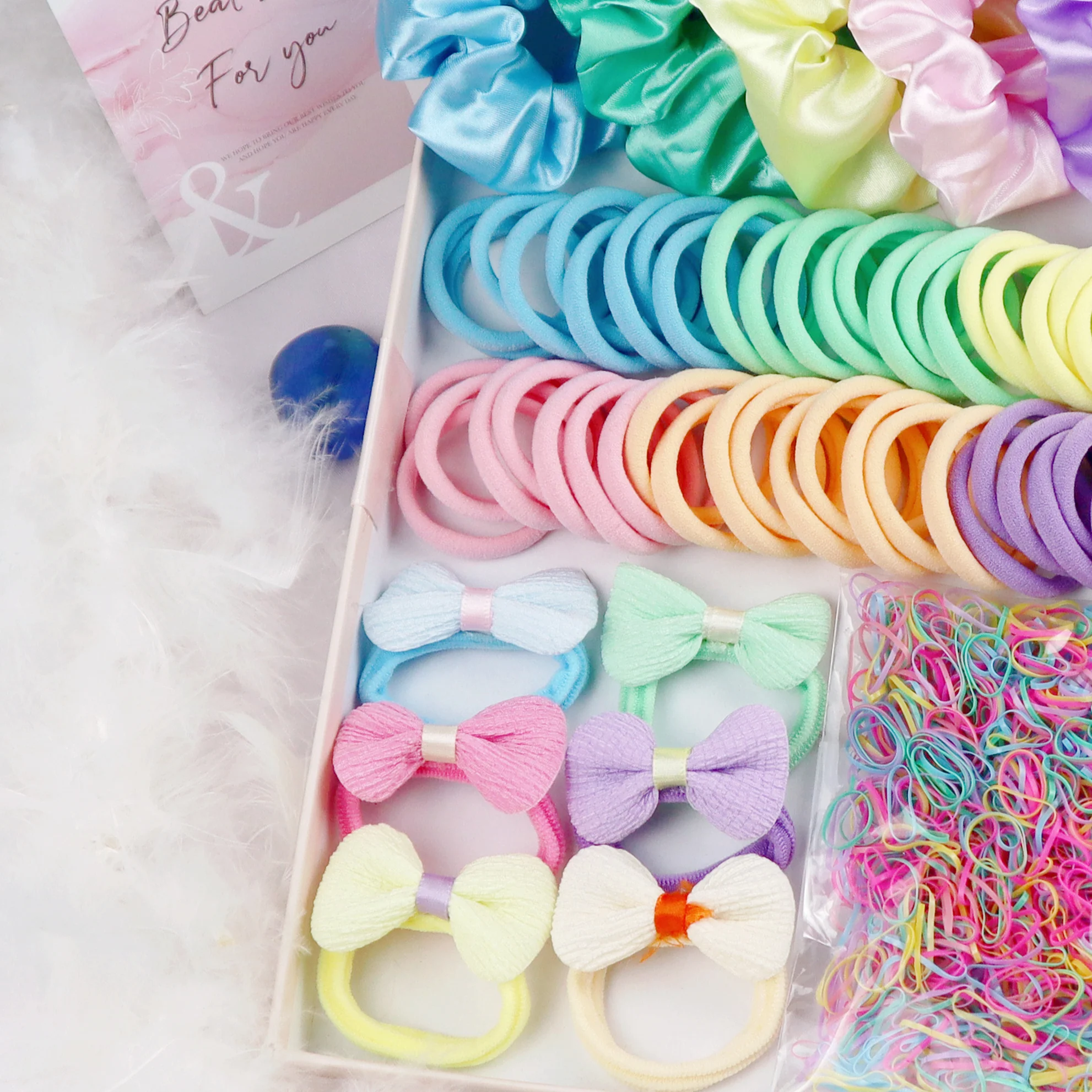 1058/1061PCS Buntes Haar-Accessoire-Set, mit Dickdarm-Haarringen, kleinen Gummibändern oder Haarspangen.