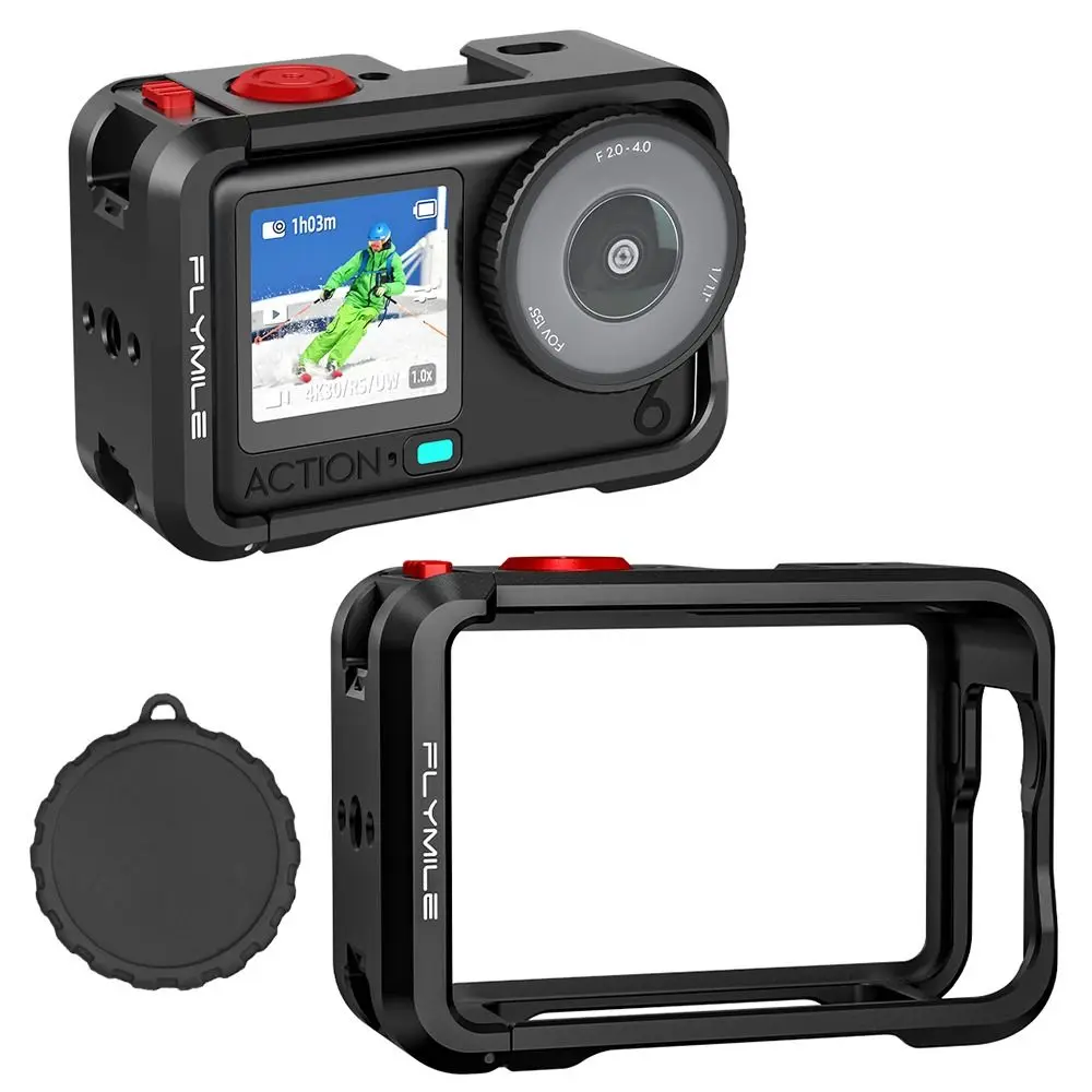 Aluminum Alloy Protective Case with Lens Cover Built-in Cold Shoe Metal Cage Quick Release Camera Frame for DJI Osmo Action 6