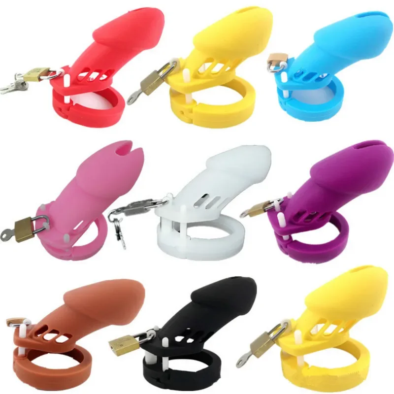 QLOVES CB6000 CB6000S Soft Silicone Male Chastity Cage Cock Cage Chastity Device Sex Toys with 5 Cock Ring Penis Sleeve for Men