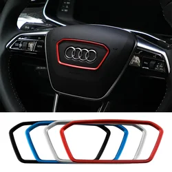 Car Steering Wheel Trim Cover For Audi A6 S6 C8 A7 S7 4K A8 D5 e-tron 2019-2024 Quattro Sline Avant Decorative Sticker Accessory