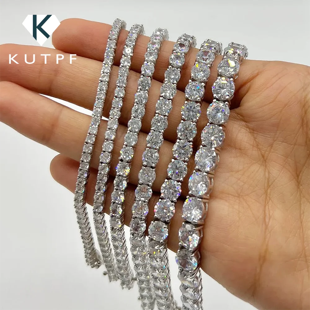 

Full Moissanite Tennis Bracelet with Gra Certificate 925 Sterling Silver Plated 18k Gold 3-6.5mm Diamond Bracelets for Men Women