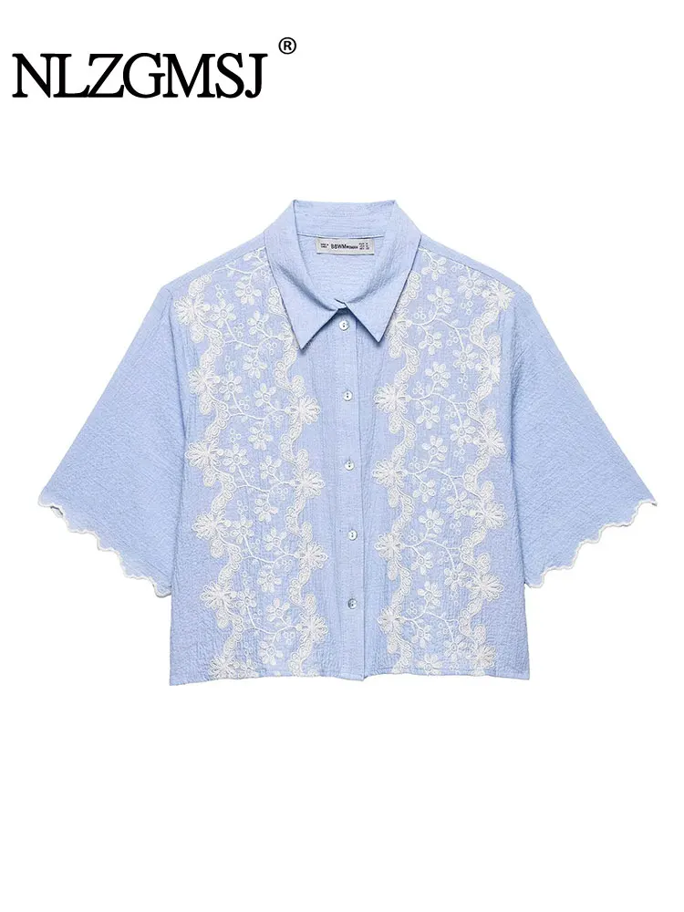 

2025 Summer Women's Loose Blouse Embroidered Decorative Blouses Fashion Shirts And Blouses Woman Tops