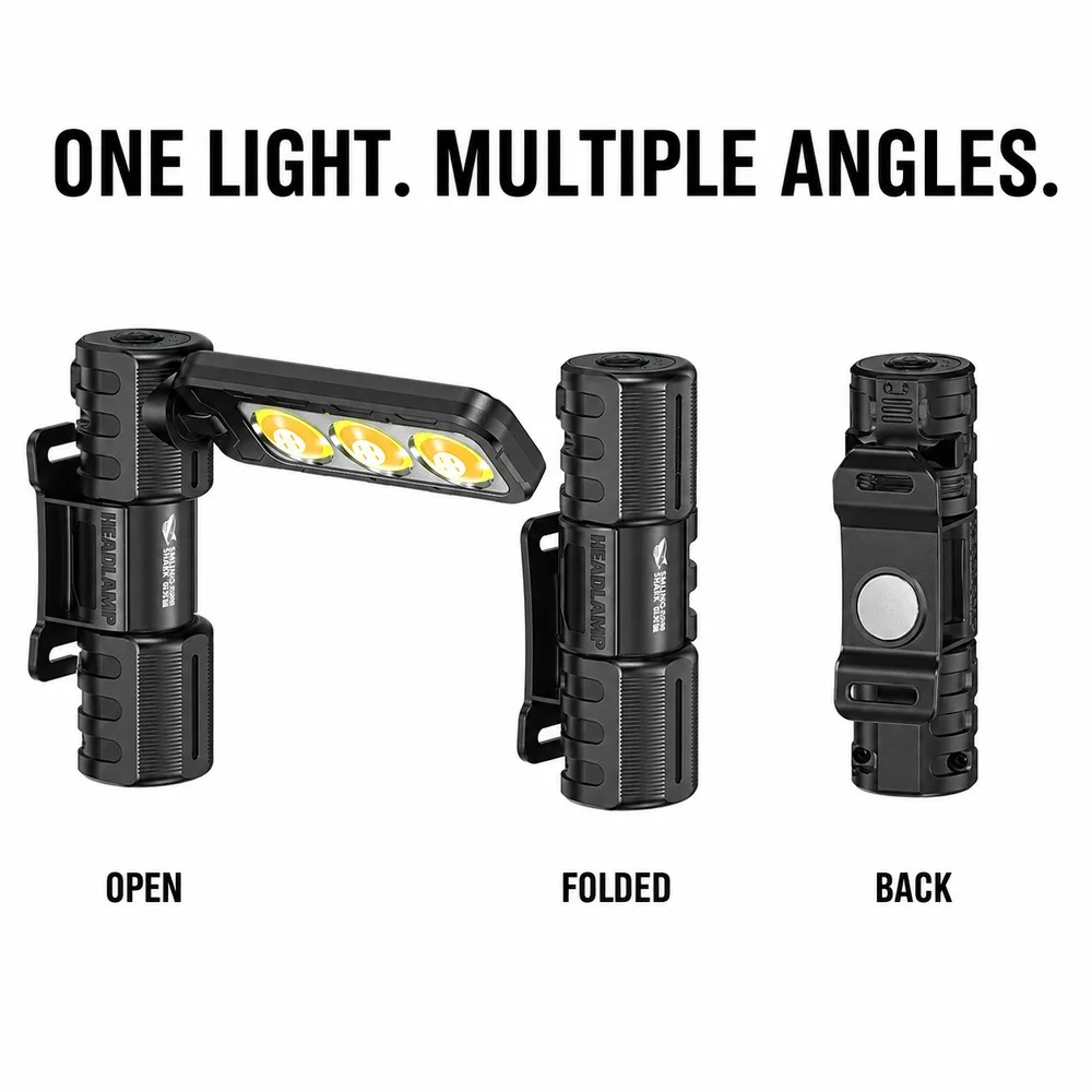 Mini Rechargeable COB Work Light with Strong Magnet Clip 4 Lighting Modes Foldable Task Lamp for Workshop Outdoor Emergency