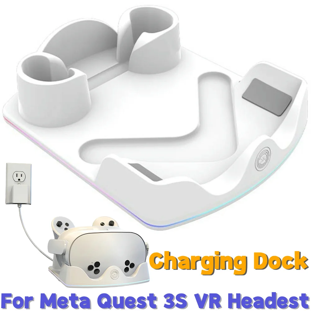 

Зарядная станция для Meta Quest 3S: док-станция для VR-гарнитуры, быстрая зарядка, подставка для шлема и крепление для контроллеров