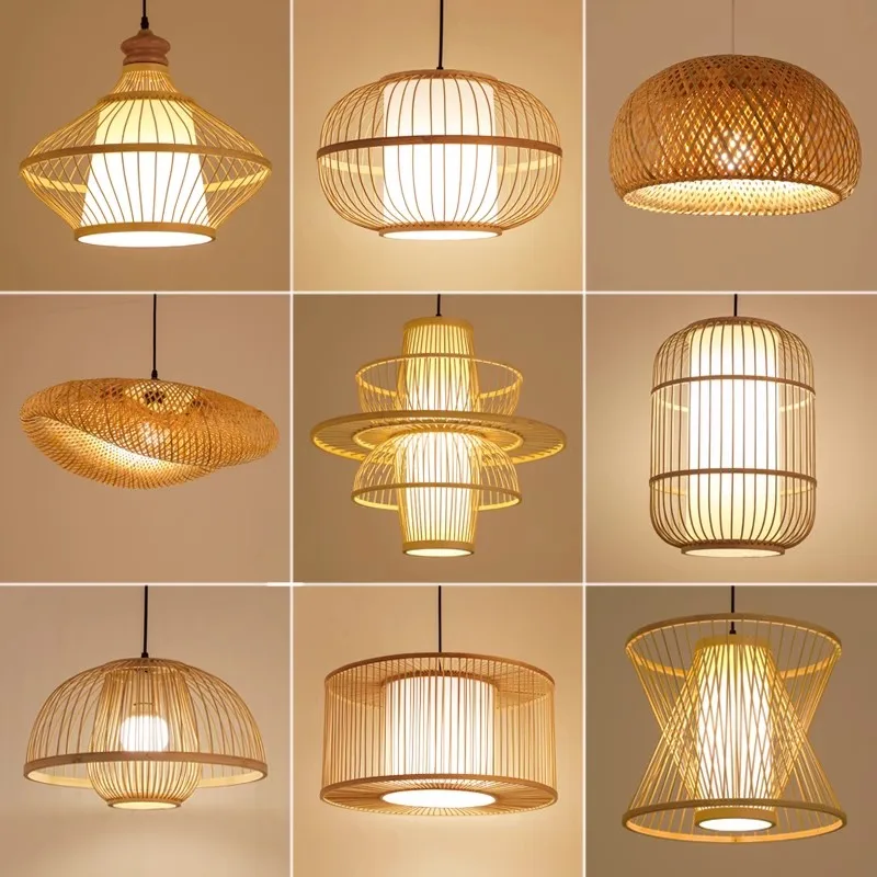 

Bamboo Pastoral Rattan pendant lamp Wooden Restaurant Lighting Chinese Style Bamboo Decorative pendant lights
