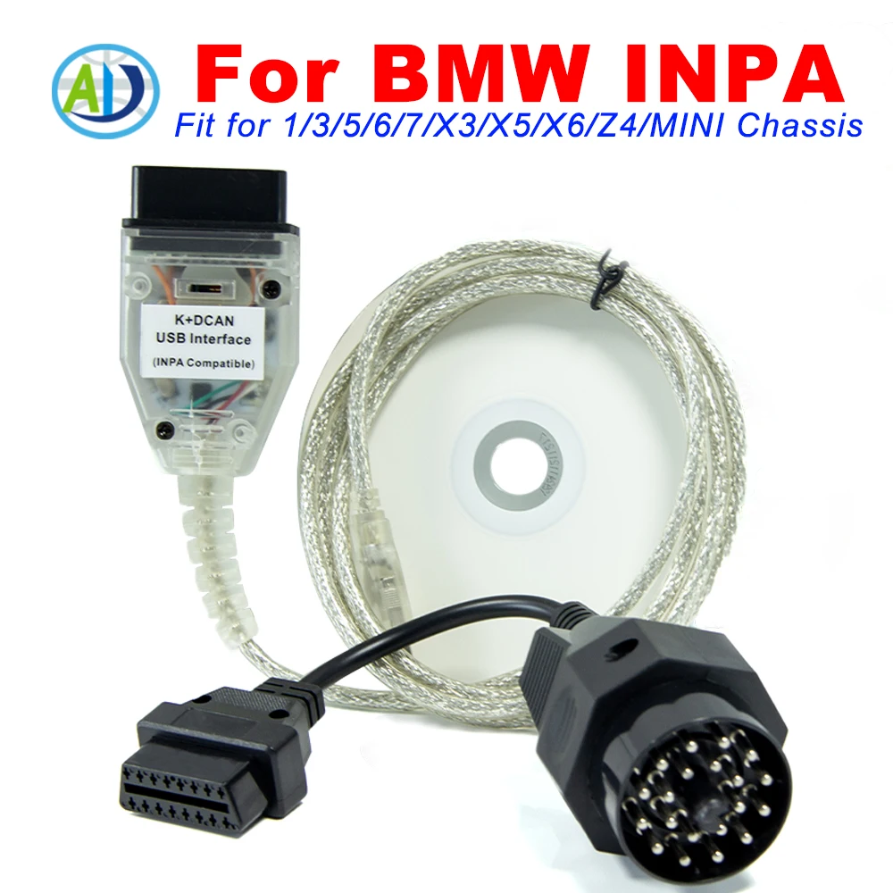 

K+DCAN Diagnostic Tool For INPA OBD2 Interface With Switch For BMW E46/E83/E53/E90/E91/E92/E93/E60 FTDI FT232RL OBD2 Code Reader
