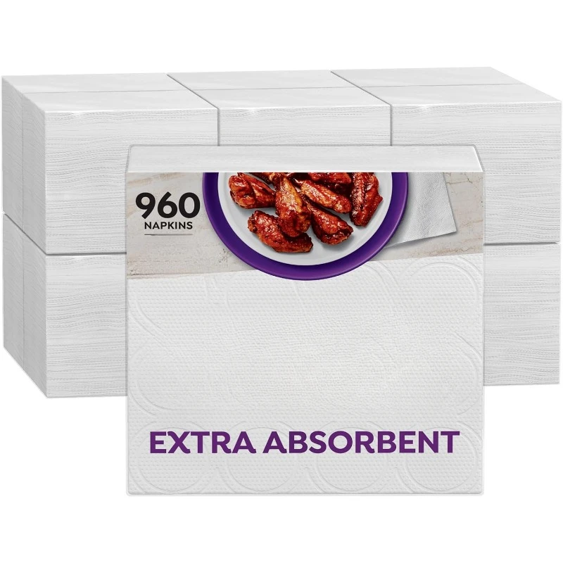 

Everyday Extra Absorbent Premium Paper Napkin, 960 Count, Dinner Napkin for Messy Meals