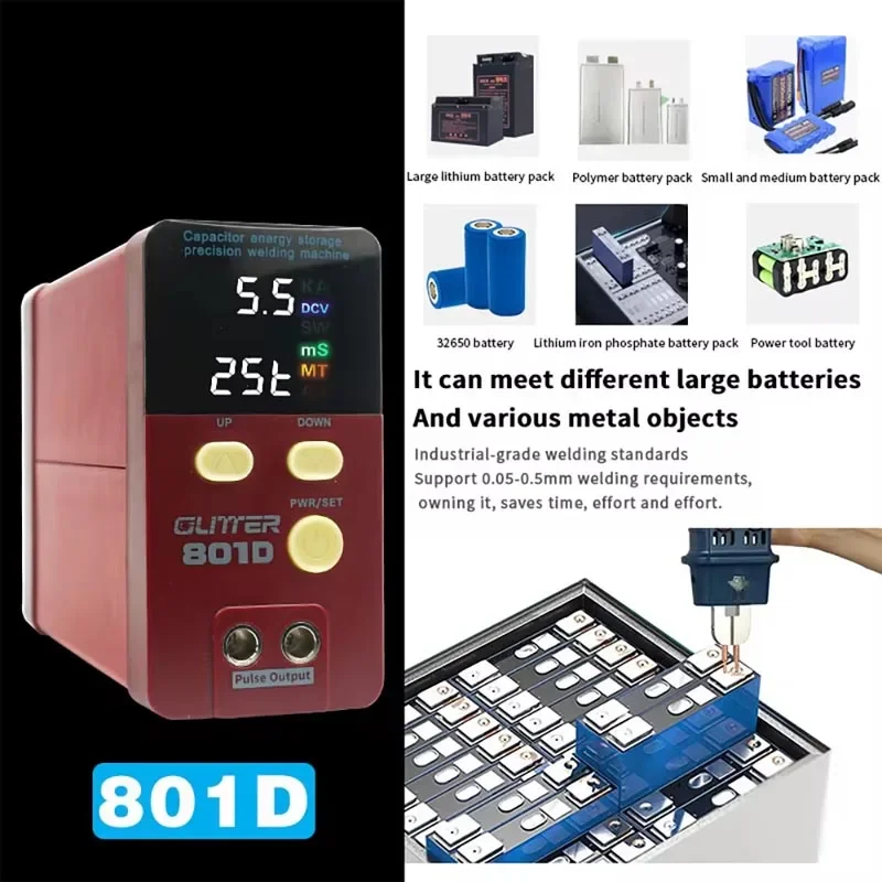 801D Storage Capacity Spot Welding machine 12KW Battery Welder Spot Welder 0.2mm Pure Nickel welding 0.1-0.3mm 1800A