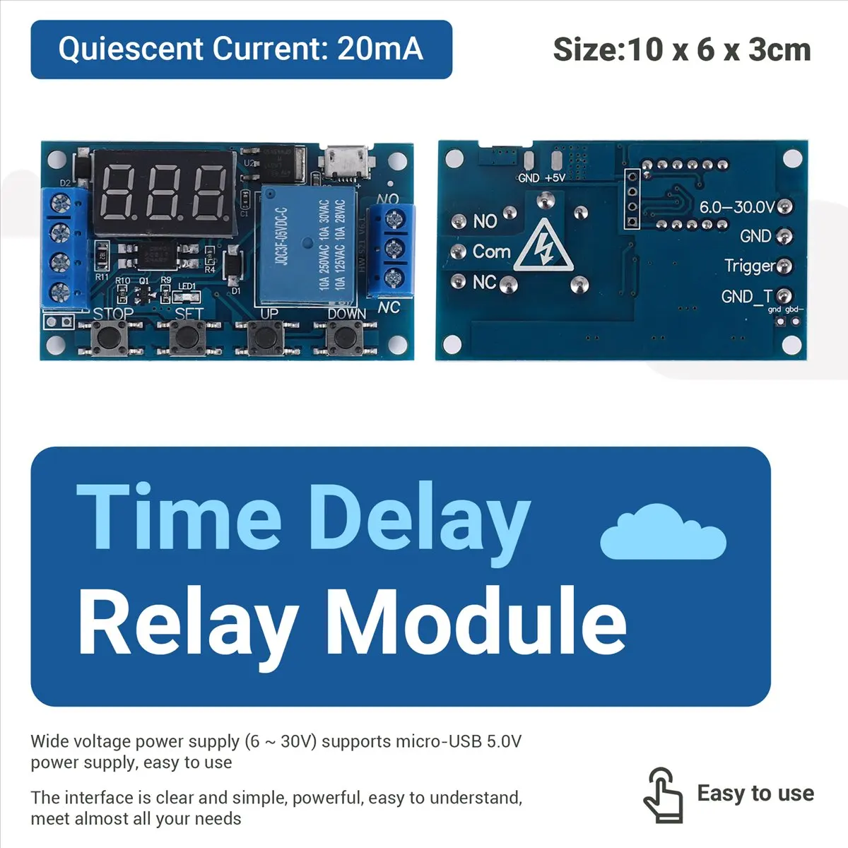 【~ New B11B】-521 Digital Time Delay 1 Way Relay Trigger Cycle Timer Delay Switch Circuit Board Timing Control Module