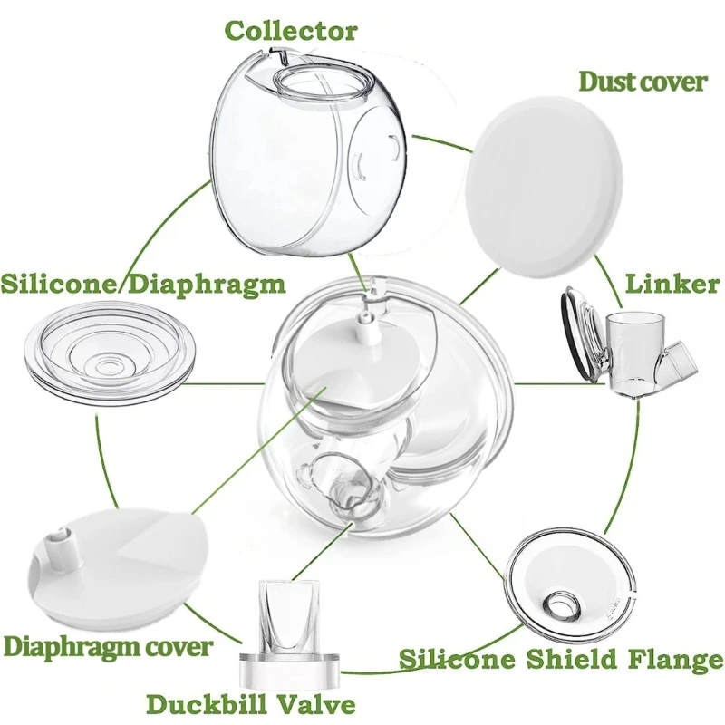 مجموعة ملحقات مضخة الثدي الكهربائية، صمامات فم البط مع غشاء غطاء غبار لإصلاح مضخة الثدي القابلة للارتداء S12