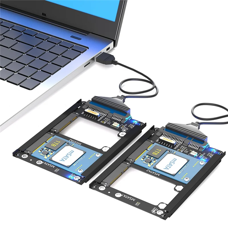 AU61-Dual Msata SSD To 2.5Inch SATA III With Frame Bracket - Retain MSATA SSD As 7Mm 2.5Inch SATA Drive Easy Install