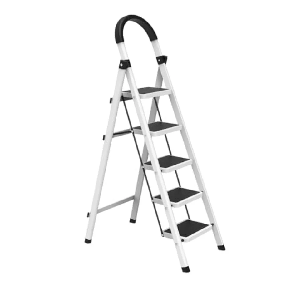 

5 Step Folding Ladder, Portable and Compact, Anti-Slip Multi-Use Household Step Ladder for Home, Kitchen, Office, and Garage Ea