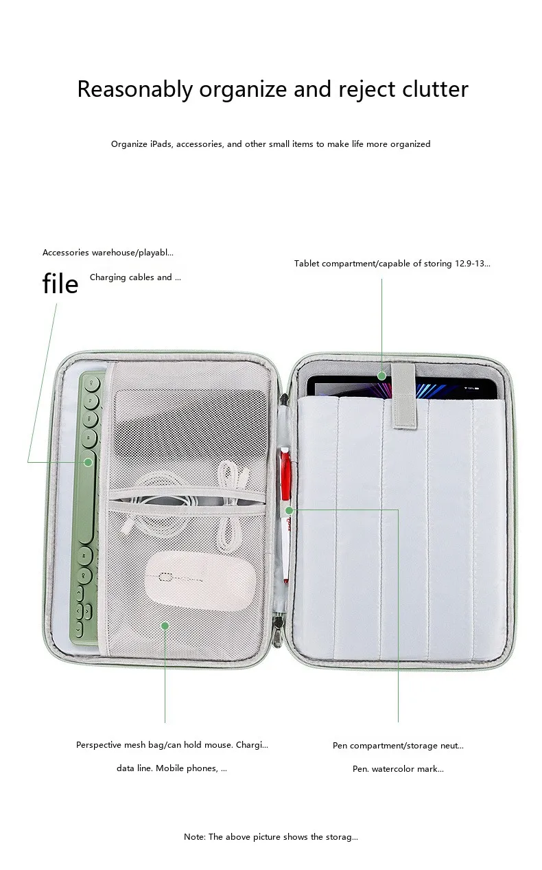 Tablet-Schutzhülle 10,8-13 Zoll Tragbare Tasche für iPad Tablet mit Weichem Futter – Detail 6