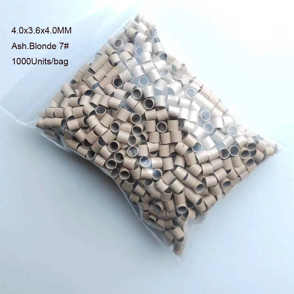 Micro Ring Links 1000Pcs Copper Micro Tubes Rings 4.0x3.6x4.0mm Links for Hair Extensions Straight Copper Micro Beads image 4