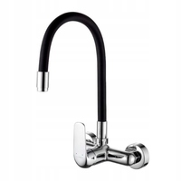 Kitchen Wall Faucet With Flexible Spout Black Elza