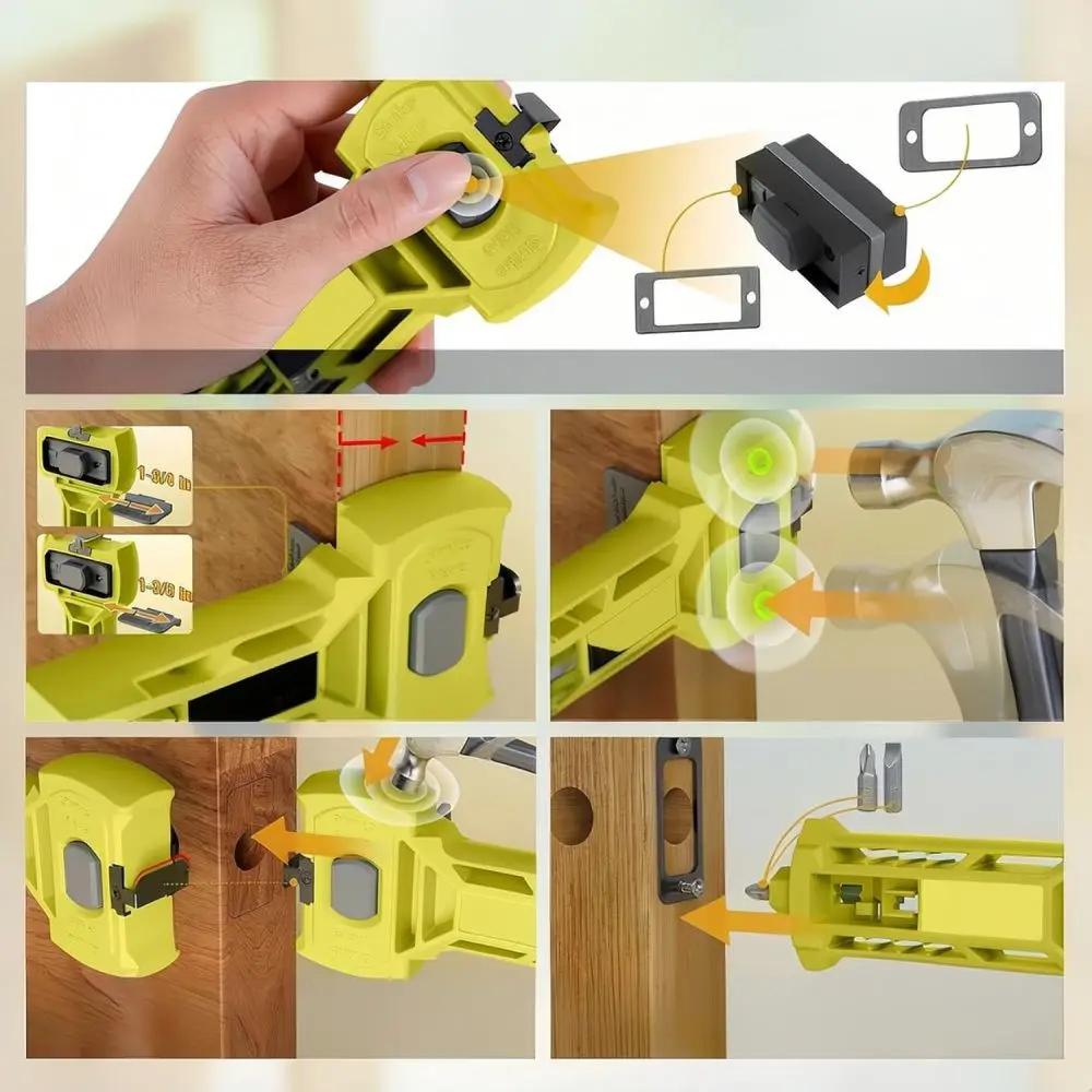 Door Lock Mortising Tool Metal Hinge Recess Cutter Carpentry Woodworking Chisel Guide Installation Template Hardware Kit