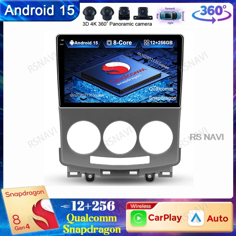 

Android 15 Car Radio For MAZDA 5 2005 2006 2007 2008 2009 2010 Multimedia Viedo Player GPS Qualcomm Head Unit 4G LTE DSP QLED BT