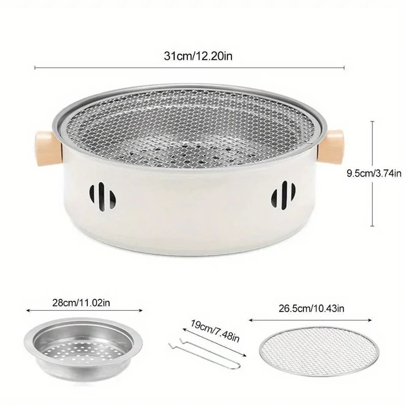 Portable Mini BBQ Grill Stainless Steel Charcoal Grill Desktop Grilling Net Camping Picnic Kitchen Accessories Gadgets Tools