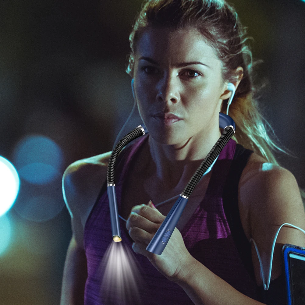 LED Neck Reading Light USB Rechargeable Book Light 3 Light Modes Bendable Neck Light 3 Level Dimmable for Camping Night Running