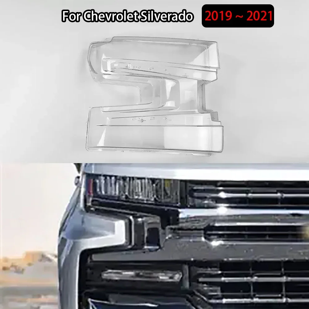 

For Chevrolet Silverado 2019 2020 2021 Front Headlight Cover Transparent Shade Lampshade Headlamp Shell Lens Plexiglass