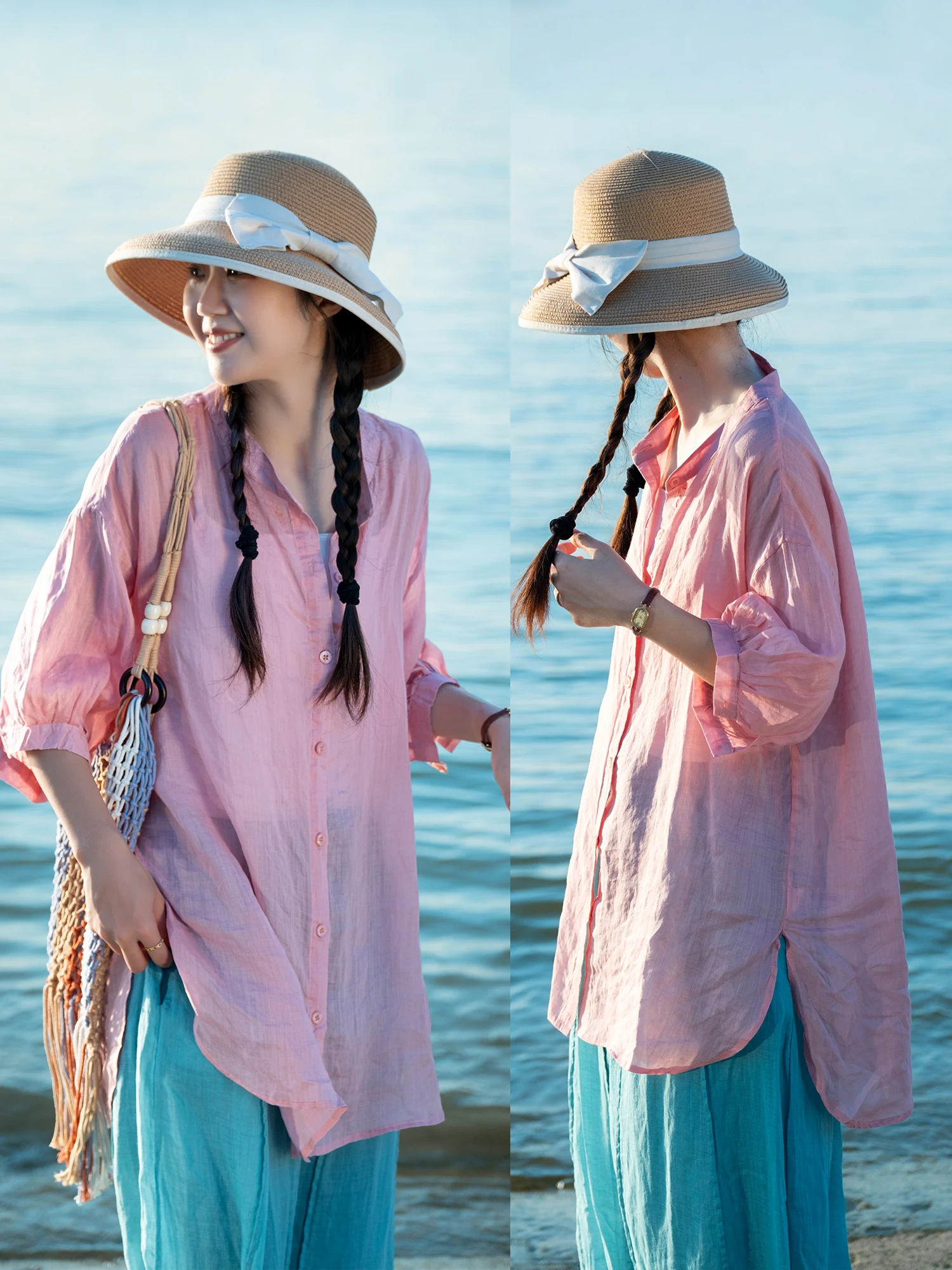 

Серия Jiangxia Youyou Basic Bomb Sle! Женский модный топ из тонкого шелка средней длины с рюшами