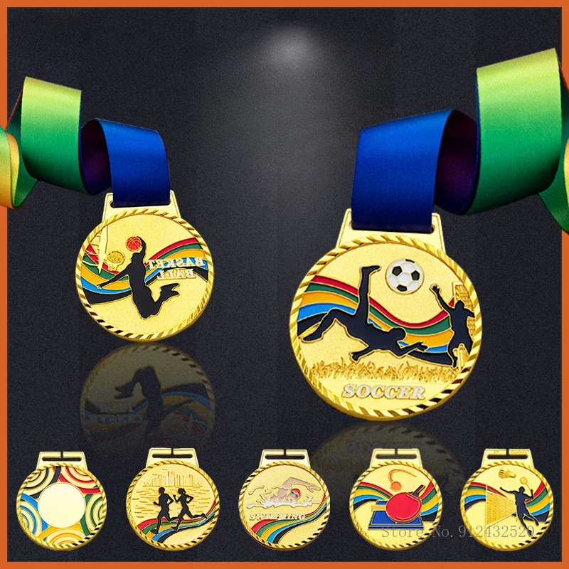 

Creative Sports Series Badminton Table Tennis Swimming Volleybal, Running Taekwondo Gold Silver Copper Medal Rewards Medals 3Pcs