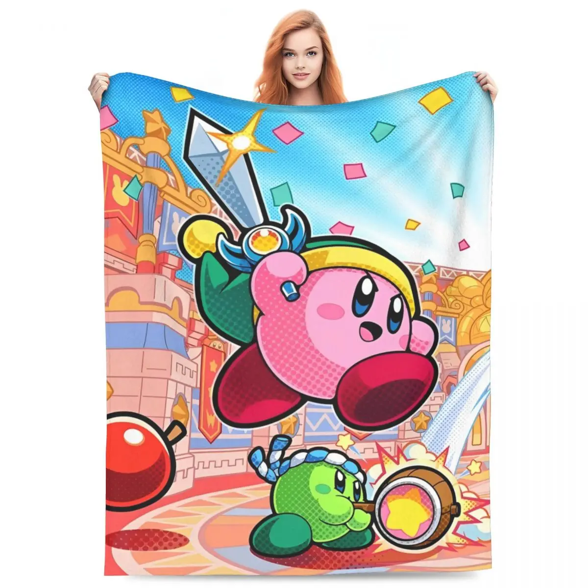 

Одеяла Kirbys для игр, кавайные фланелевые одеяла с героями мультфильмов, летние портативные легкие покрывала с кондиционером