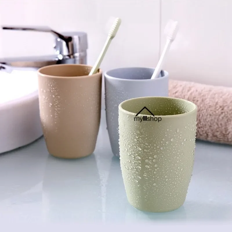 Plastic Toothbrush Cups Comfortable Feel Wheat Straw Drinking Cup Wash Gargle Cup Mouthwash Fashionable Simple Bathroom Products