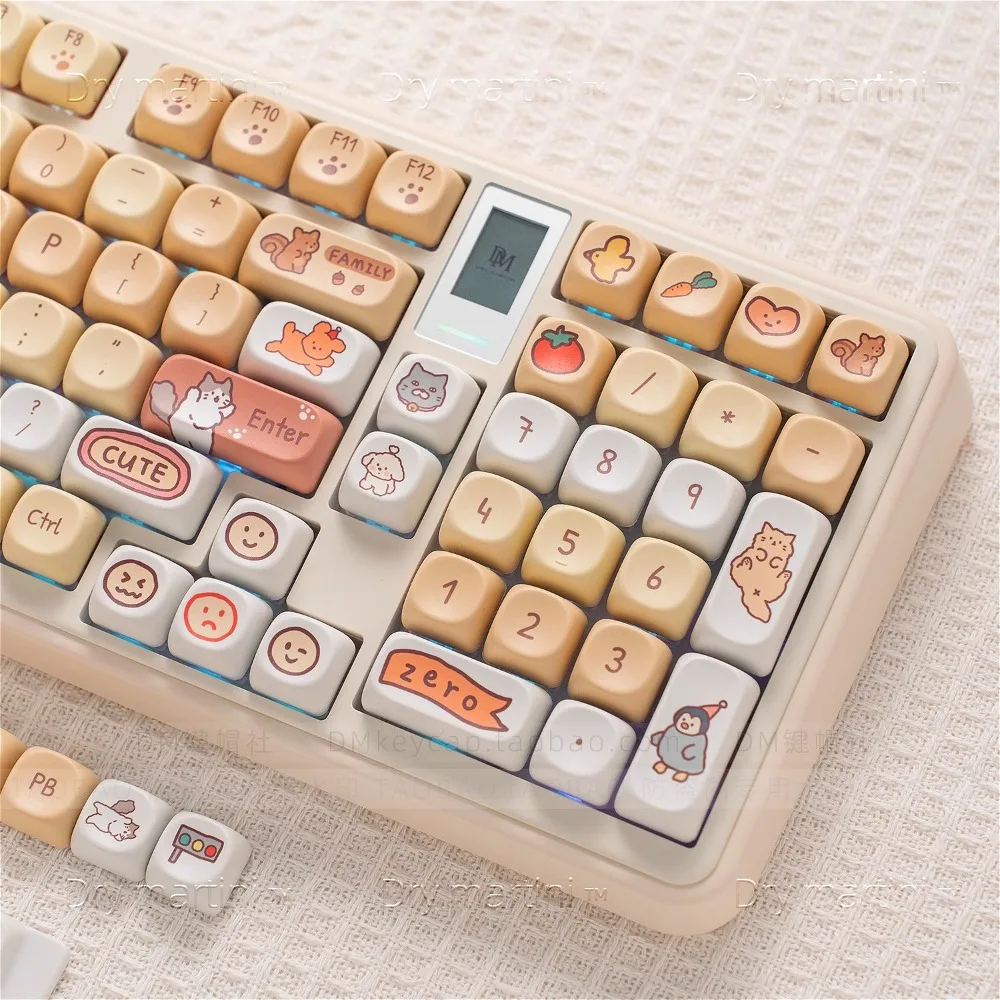 

Kawaii Pet Keycaps PBT Pudding Cherry Profile Custom Mechanical Keyboard for 68 75 84 87 98 108 Keys