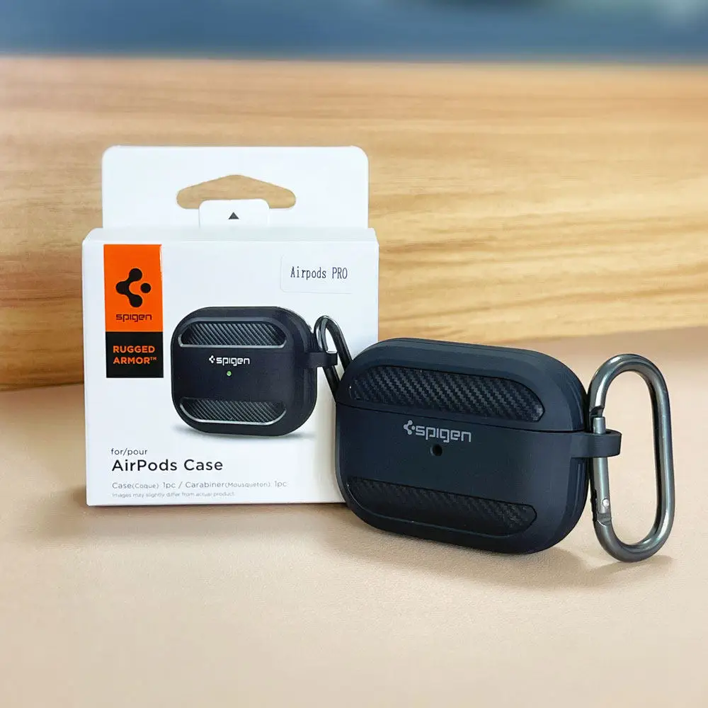 Etui na słuchawki Spigen z włókna węglowego do AirPods 1/2 3 Pro 2, dzielone etui TPU chroniące przed upadkiem i chroniące słuchawki.