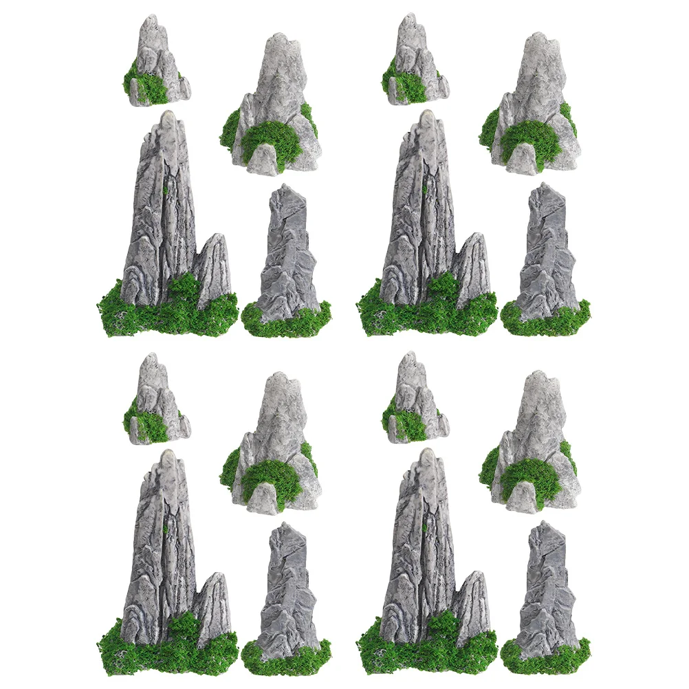 

16pcs Miniature Rockery Decoration Resin Realistic Design For Diy Terrarium Dollhouse Aquarium Decor Micro Landscape Ornament