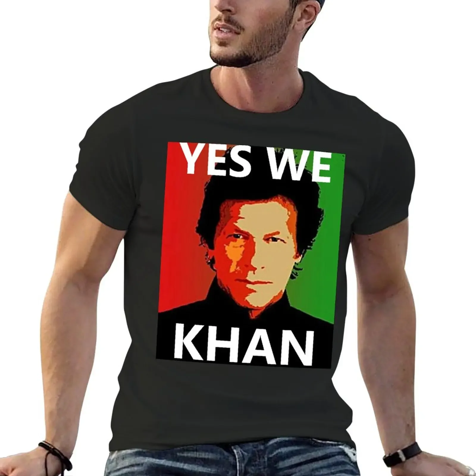 

Yes We Khan - Imran Khan Pakistan Prime Minister T-Shirt oversized graphic tee plain Men's t-shirt