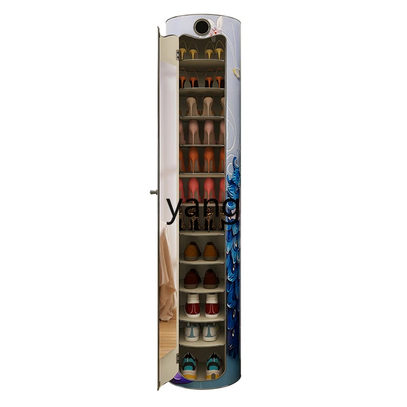 

LH household door rotating shoe rack storage belt full-length mirror