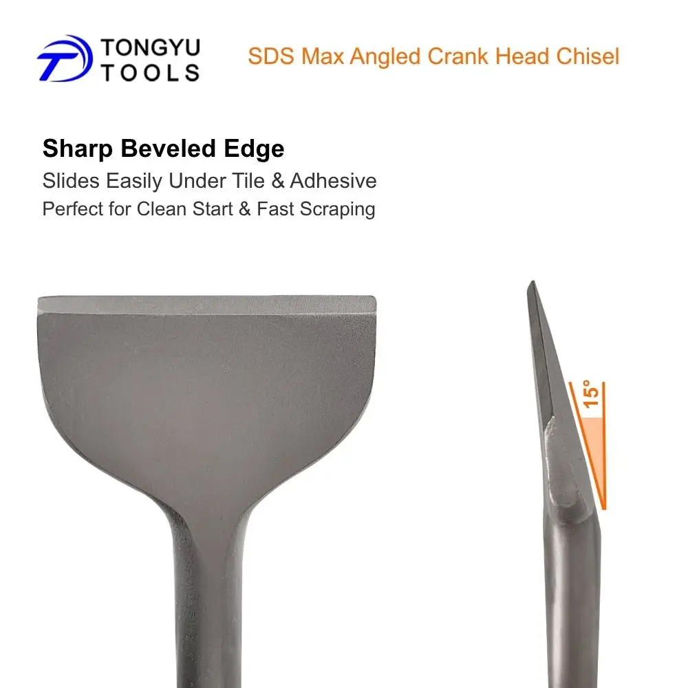 Picture 5: SDS Max Tile Removal Chisel 80x300mm Cranked Head Wide Chisel Bit for Thinset Mortar Adhesive Removal