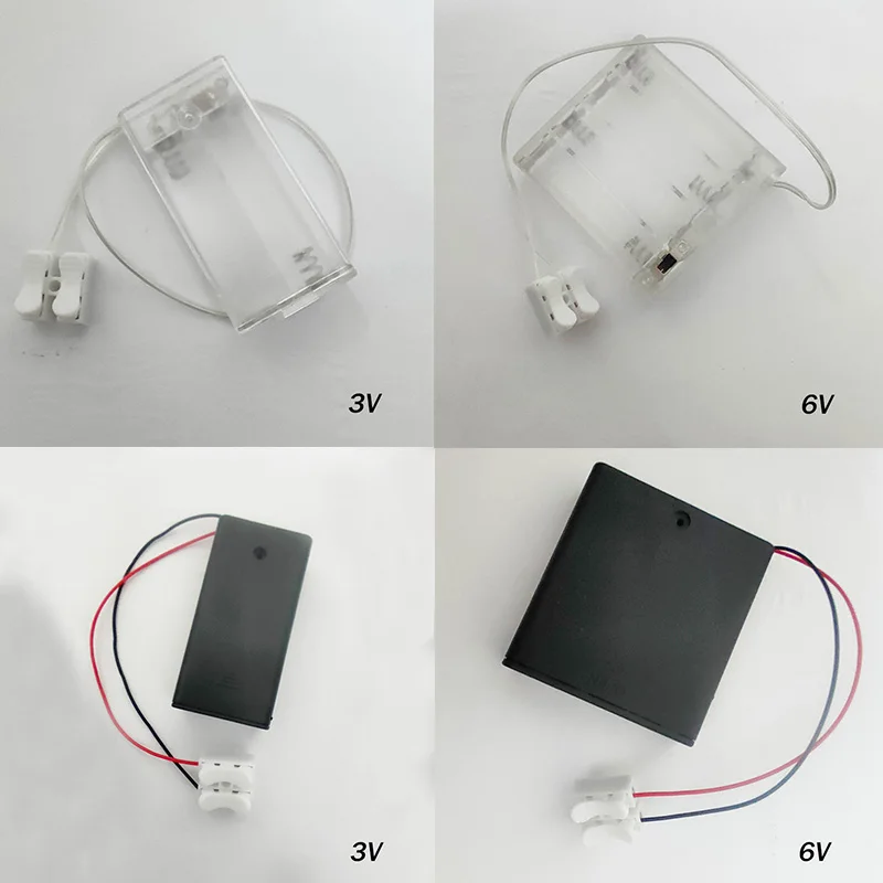 3V/6V  AA Transparent Battery Box Led Light Wiring Transformation Materials Led Lamp Connect Model Kit for Diorama
