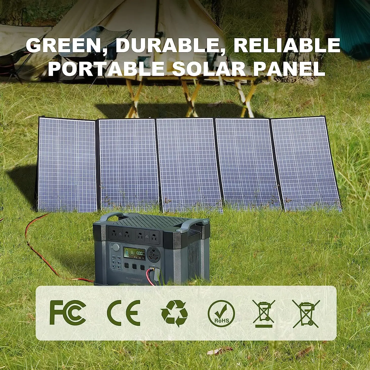 ALLPOWERS 400W Portable Solar Panel Waterproof IP67 Foldable Solar Panel Kit With 37.4V MC-4 Output Solar Charger For Outdoor