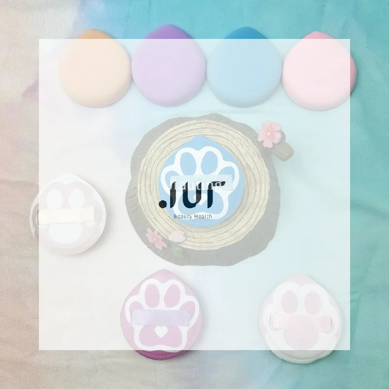 Esponjas de Maquiagem Fofas em Formato de Pata para Base em Pó, Creme e Cushion, Ferramenta Portátil de Beleza e Cosméticos