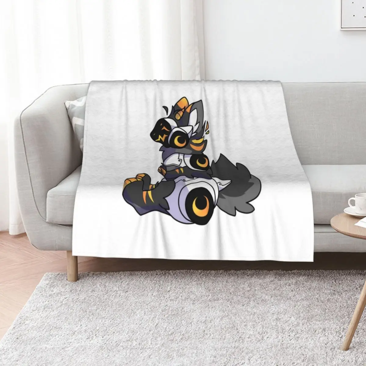 Lemondrop the Protogen Throw Blanket Flannels Shaggy Quilt Flannel Loose Plaid Blankets