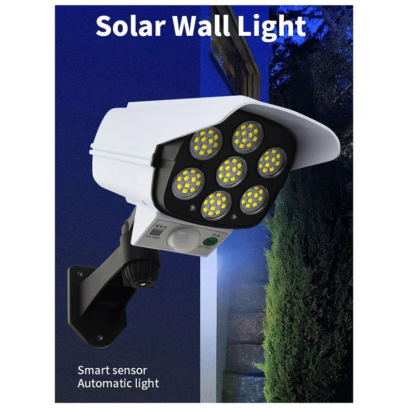 A07F-Outdoor Solar Ligths 77Led PIR Motion Sensor Lamp Simulation Camera Solar Wall Light Waterproof Garden Decor Lights