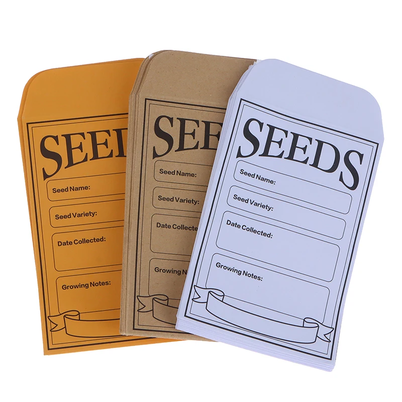 20Pcs Kraft Paper Seed Envelopes Resealable Self Adhesive Packet Seed Saving For Collection Vegetable Flower Seed Storage Bags