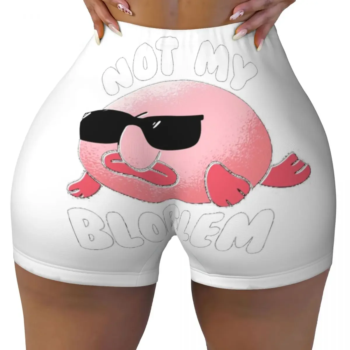 Custom Blobfish Not My Bloblem Not My Problem Women Gym Workout Running Shorts Athletic Volleyball Biker Yoga Shorts