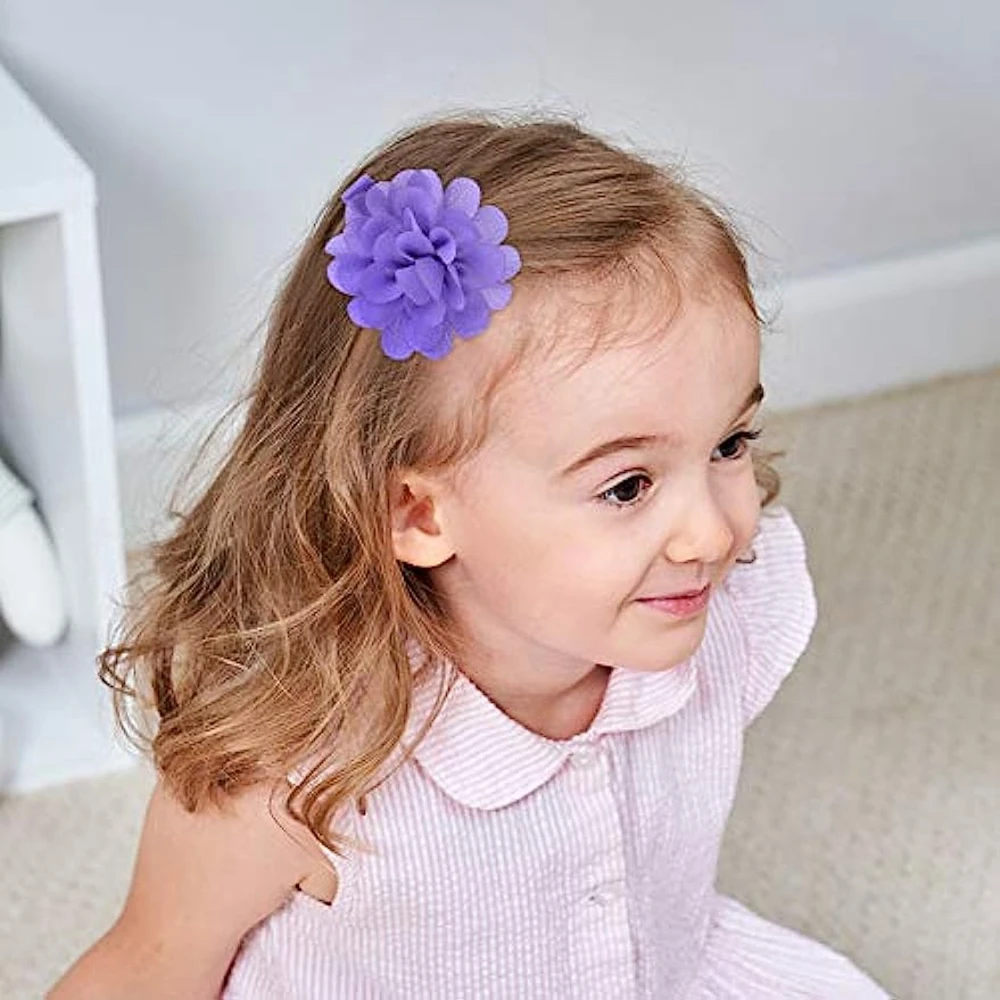 10pcs/lot 5cm Baby Girls Hair Clips Chiffon Flower Hairpins Cute Hair Accessories for Infants Toddlers Kids Children Photo Props