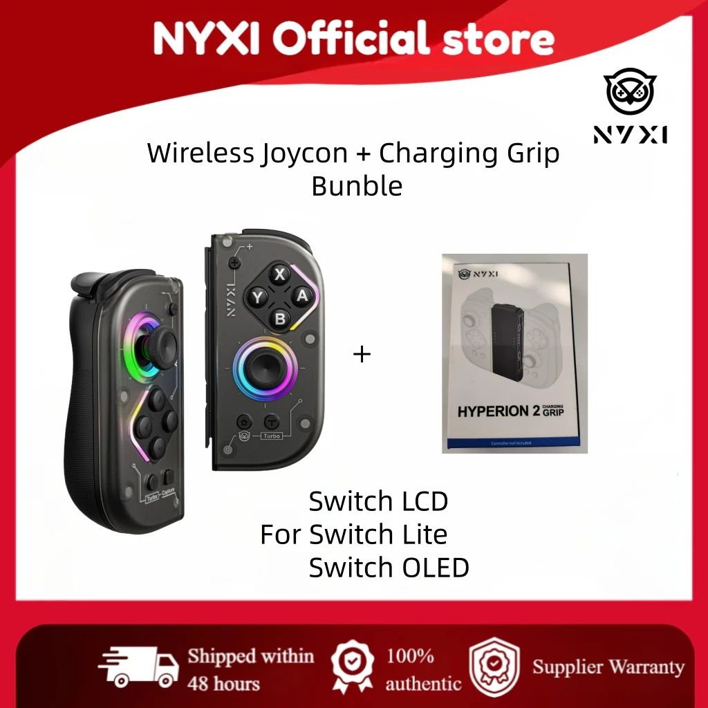 

Беспроводной геймпад NYXI Hyperion 2 с двойным датчиком Холла, без дрифта, 6-осевой датчик движения, турбо-режим, RGB-подсветка для Nintendo Switch/OLED/Lite/PC
