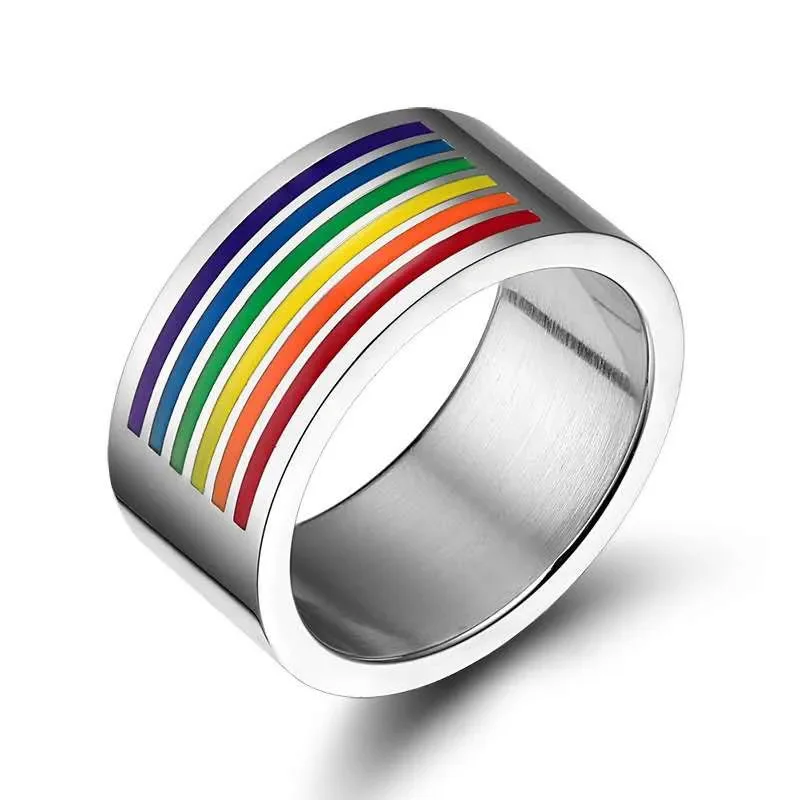 Milangirl-anillos de arcoíris para pareja Gay, sortijas coloridas de boda, Lebian y Gay, venta completa, 2024