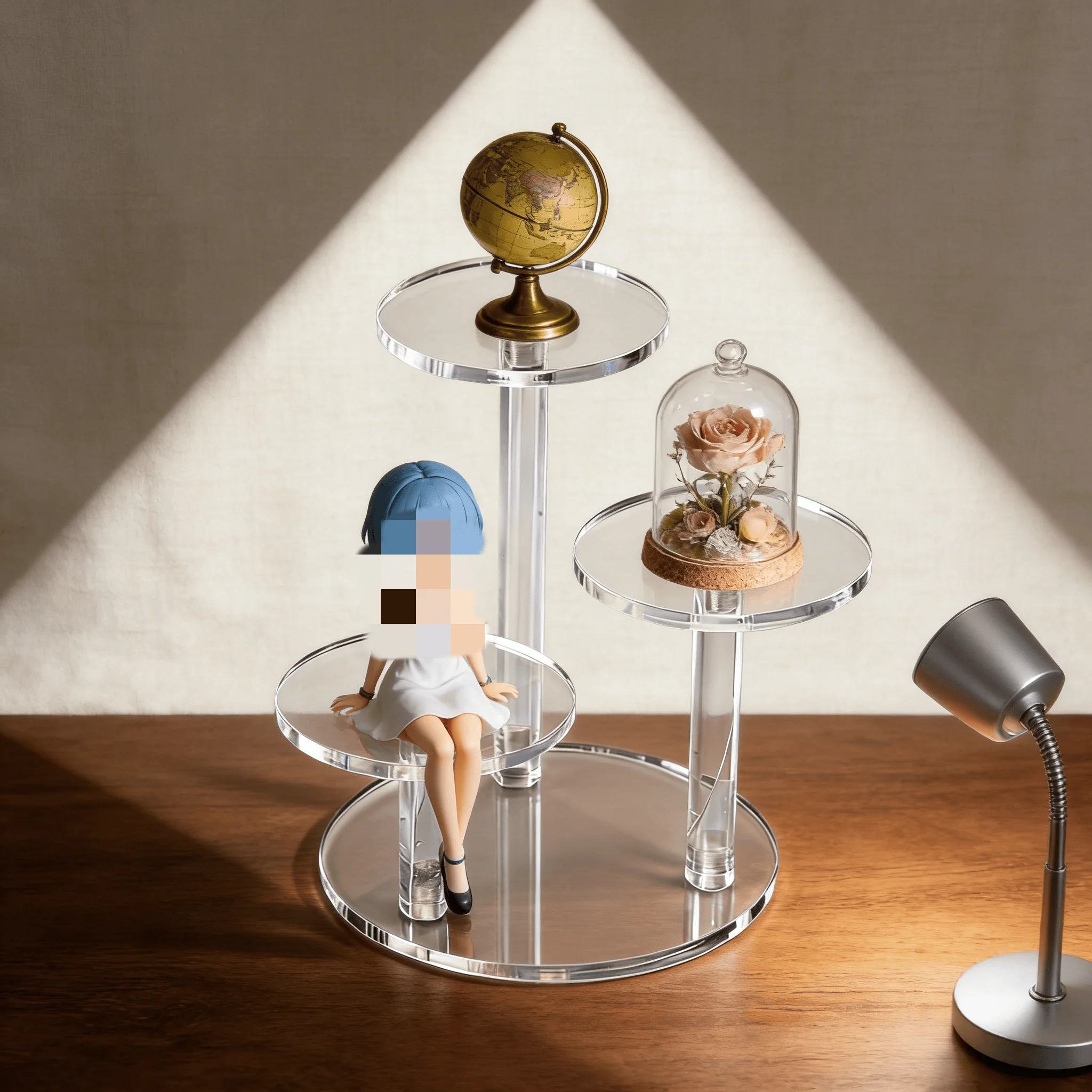 Multifunktionales, transparentes, langlebiges Acryl-Display-Regal, geeignet zum Platzieren von Schmuck, Cupcakes, Parfüm, Puppen, Aufbewahrungsregal. – Detail 17