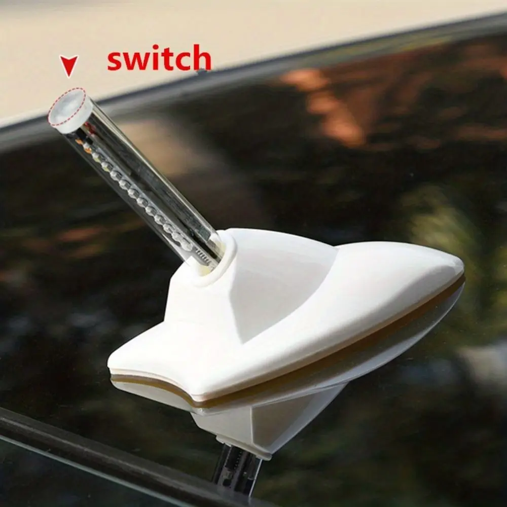 พลังงานแสงอาทิตย์ Shark Fin Antenna ไฟ LED Anti-static Roof Top Mount รถ Anti-collision Light เสาอากาศทางอากาศฝาครอบด้านหลังกาว