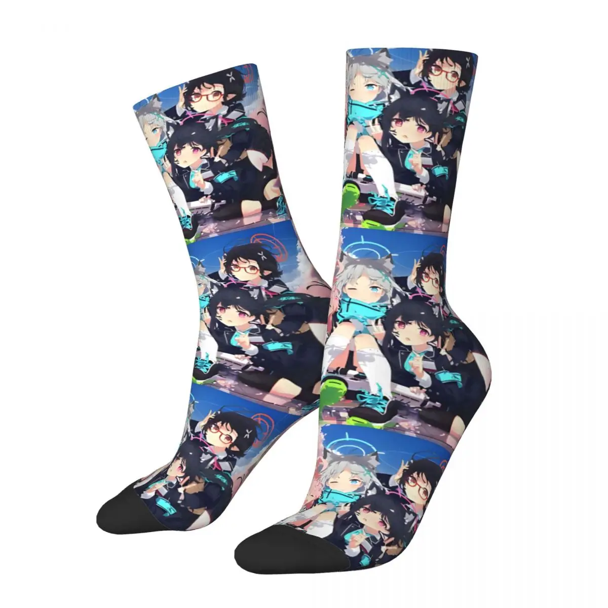 

Crazy compression Blue Archive All In One Sock for Men Harajuku Blue Archive Quality Pattern Crew Sock Novelty