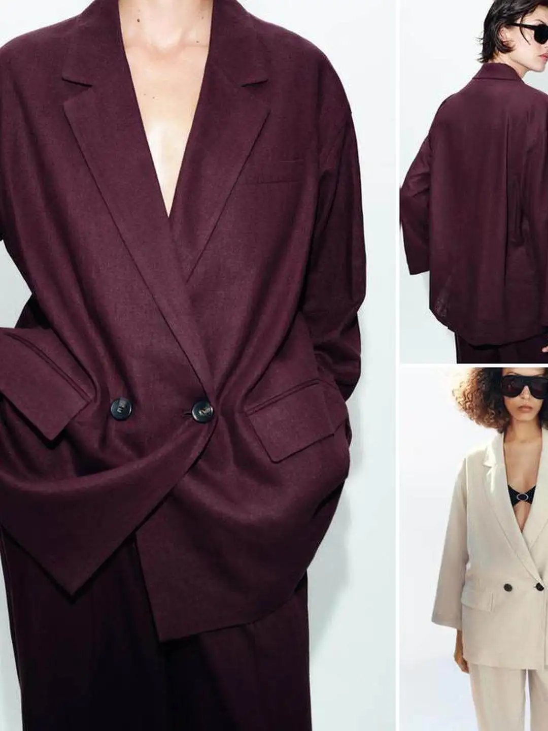 Long Sleeve Women's Suit Jacket Double Button Closure Notch Lapel Decorative Pocket Standard Fit Business Wear Nylon Fabric